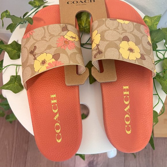 NWT coach Uli Sport Slide In Signature Canvas With Floral Print CI123 - Picture 1 of 6